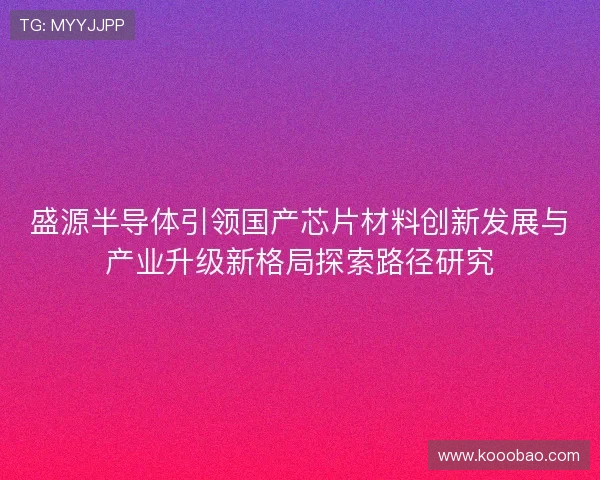 盛源半导体引领国产芯片材料创新发展与产业升级新格局探索路径研究